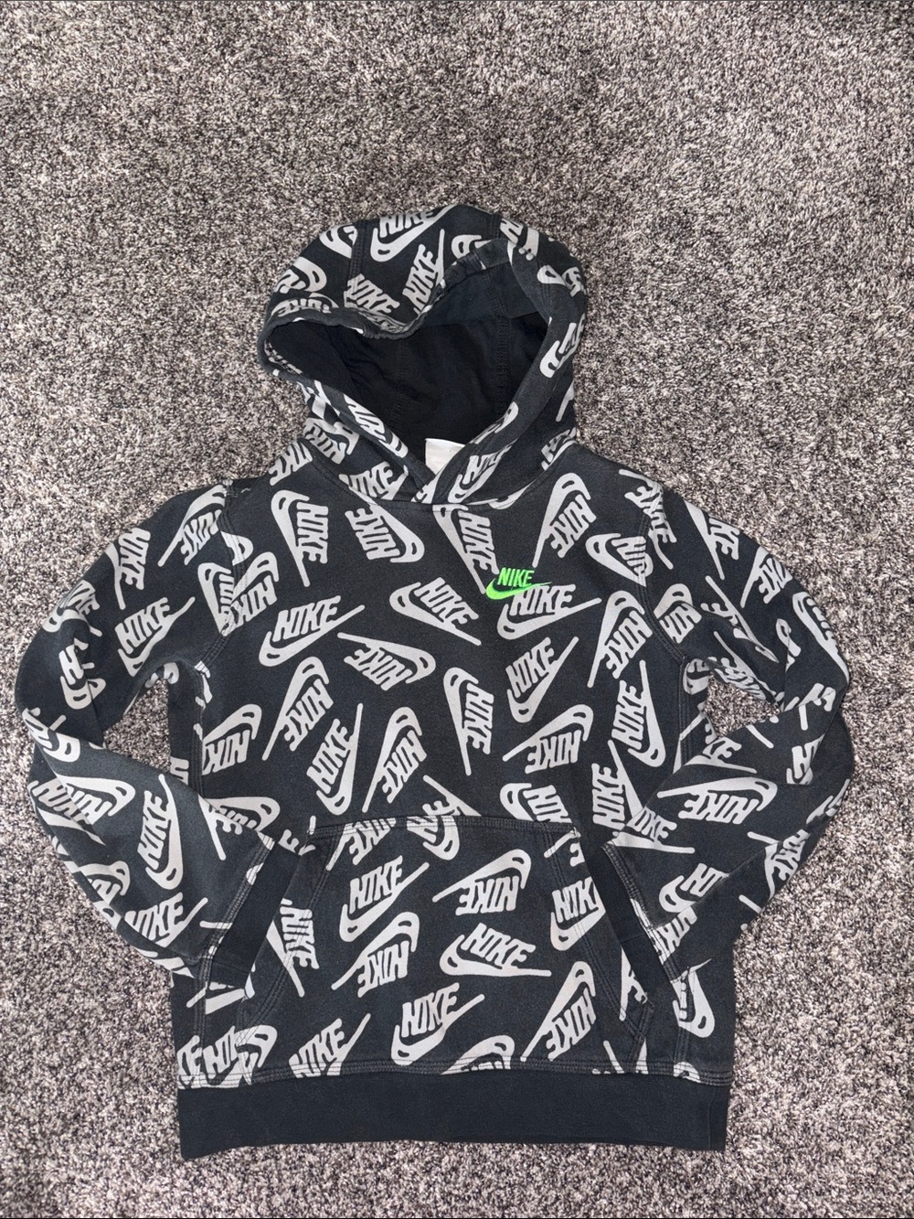 Nike Black & White Logo Print Kids Hoodie